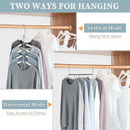 Space Saving Shirt Hanger 5 in 1 Non Slip Coat Hanger Beige 4 Pack | Multi Shirt Hanger, Stainless Steel, Eva Foam Padded, 2 Ways to Hang, Easy Access, Wrinkle Free, Closet Space Saver - Image 3