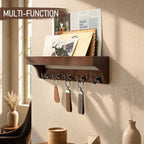 Walnut Wood Key Holder Wall Mount for Room Decor and Organization, Brown - Image 4