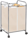 STORAGE MANIAC Laundry Sorter 2 Section, 90 L Gal Laundry Hamper with Wheels, Clothes Basket Separator Sorter, 2 Bag Cart and Removable Bags for Closet, Dorm, Collage, Beige by STORAGEMANIAC