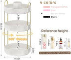 360° Rotating Makeup Organizer, Upgraded 3 Tier Skincare Perfume Organizers for Women, Bathroom Organizer Countertop, Clear Cosmetic Dresser Organizer with Makeup Brush Holder, Sink&Counter(White) - Image 2
