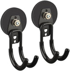 ULIBERMAGNET Garage Strong Magnetic Hooks, 2 Pack Black Heavy Duty Large J Hooks with Magnet, Anti-Slip Coating Magnet Hooks for Garden Tools, Ropes,Drill by ULIBERMAGNET