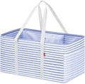 LHZK Standing Extra Large Utility Tote Bag with Metal Wire Frame and the Sides Rinforced, Extra Large Tote Bag with Handle, Reusable Grocery Bags Foldable, Beach Bag, Car Tote (Blue, 26''x15''x13'') by LHZK