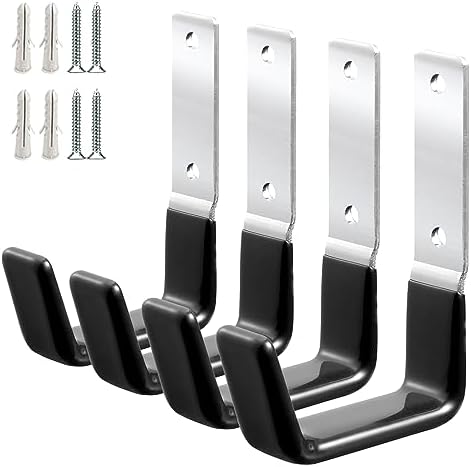 GeeWatom Heavy Duty Steel Garage Hooks,Garage Storage Utility Hooks,Anti-Slip Hanger, Tool Organizer,Steel Wall Mount Organizer, Garden Hose Hanger (Small-4PC) by GeeWatom