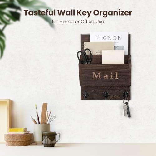 Mail and Key Holder, Wall Key Holder with 2 Mail Organizer Slot and 3 Hooks - Image 6