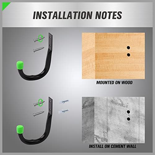 SWANLAKE Heavy Duty Garage Storage Utility Hooks, Utility Hooks for Garage Wall,Color Black (6PCS) - Image 5