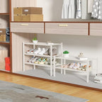 ROMGUAR CRAFT 3 Tier Bamboo Shoe Rack for Closet Free Standing Wood Shoe Shelf Storage Organizer for Entryway Small Space Stackable 27"x11"x20" (White) - Image 4