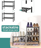 viewcare Black Small Shoe Rack for Entryway,2-Tier Bamboo Shoe Organizer for Hallway Closet, Free Standing Shoe Racks for Indoor Outdoor - Image 4