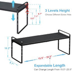 15.5 to 25.5 Inch Kitchen Cabinet Shelf Organizers, Adjustable Kitchen Counter Shelf Organizer, Set of 3 Expandable Countertop Storage Shelves, Stackable Design, 30LBS Heavy Duty, Space Saver - Image 2