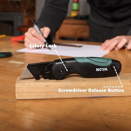 Nova Muti-tool Folding Utility Knife with 5 Extra Utility Blades, Quick-Change Blades & Blade Storage, Multifunctional Heavy Duty Box Cutter for DIY & Professionals - Image 6