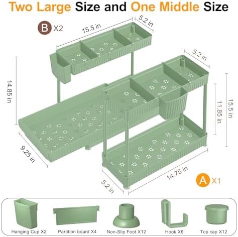 Sevenblue 3-Pack 2-Tier L-Shaped Under Sink Organizers with Sliding Drawers - Image 6