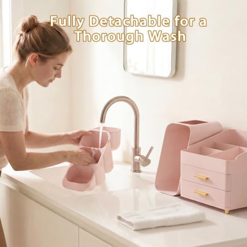 Large Capacity Makeup Organizer Countertop with Makeup Brush Holder for Vanity, Thickened Material, Bathroom Countertop Organizer Skin Care Perfumes Storage, Teen Girl Gifts for 12-23 Year - Image 6
