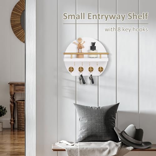 Nekon Key Holder for Wall, 9.8 Inch Round Wall Decor, White - Image 5