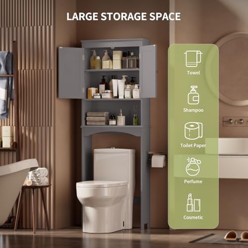 Gizoon Over the Toilet Storage Cabinet with Adjustable Shelf, Grey - Image 3
