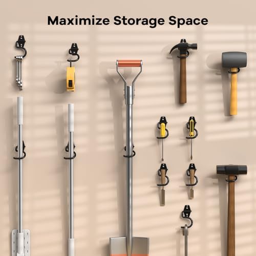 HUPBIPY 6 Pack Metal Garage Hooks, Heavy Duty S Hooks Tool Hangers for Garage Wall, Shed, Garden Storage Organizer - Image 5