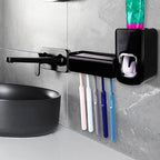 5 Slots Wall Mount Toothbrush Holder with Cover, Self Adhesive Toothbrush Storage Organizer for Shower, Toothbrush Hanger with Automatic Toothpaste Squeezer Dispenser(Black) - Image 5