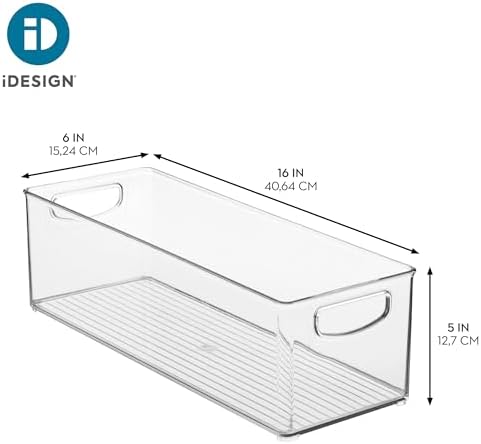 iDesign Plastic Stackable Pantry Bin with Handles, Clear - Image 4