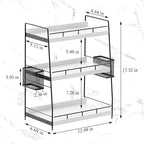 Wood Bathroom Counter Organizer with Metal Frame for Vanity Storage ,White - Image 3