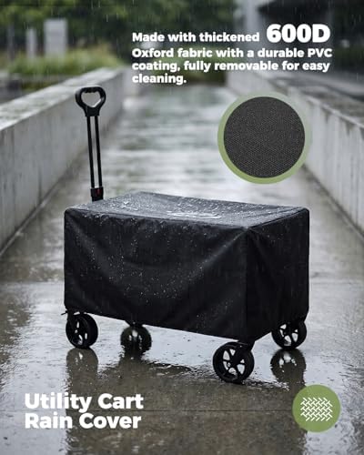 Collapsible Wagon 440lbs Load 42.5" Extra Long with Brake, Cover, Tailgate - Image 4