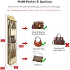 Lirex Over The Door Purse Organizer & Purse Shelf for Closet – Handbag Storage Organizer with Purse Hanger. Perfect for Scarves, Hats, and Leggings. S (11.8'' x 5'' x 51.6''), Khaki - Image 2