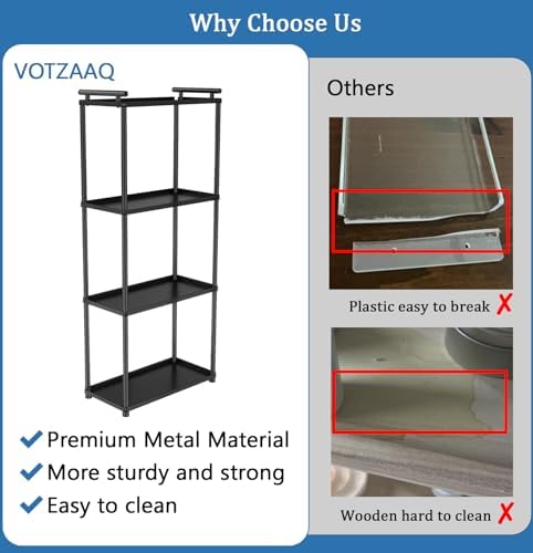 VOTZAAQ Matte Black 4 Tier Bathroom Organizer Countertop, Stainless Steel Perfume Tray and Vanity Countertop Shelf, Makeup Skin Care Bathroom Organizers and Storage for Dresser, Kitchen - Image 6