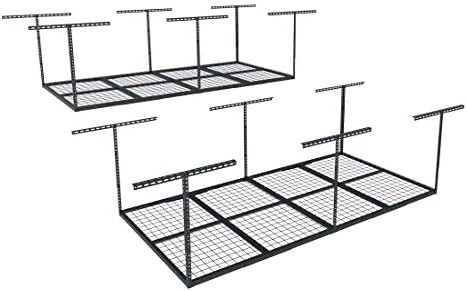 FLEXIMOUNTS 4x8 Overhead Garage Ceiling Storage Rack, 2 Pack, Black by FLEXIMOUNTS