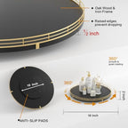 Oroyutor 16-Inch Oak Lazy Susan Organizer with Gold Rail and Black Finish - Image 6
