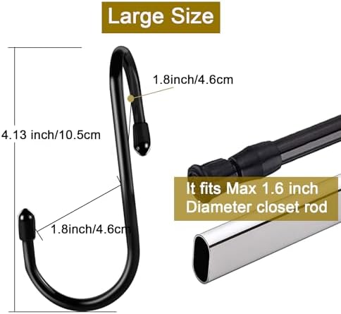 HiGift 8 Pack Purse Hanger for Closet, Vinyl Coated Unique Twist Design Black Bag Hanger Hooks, 5 Inch Large Closet Rod Home Storage Hooks Purse Organizer for Hanging Handbags, Belts, Hat, Backpack - Image 2