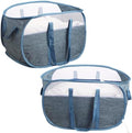 2 Pcs Collapsible Laundry Baskets, Tear Proof Pop Up Laundry Hamper with Dual Handles, Durable Foldable Laundry Basket, Easy to Carry Laundry Hamper for Home, Laundry Room, Bedroom, Dorm, Travel Blue by BATTOO