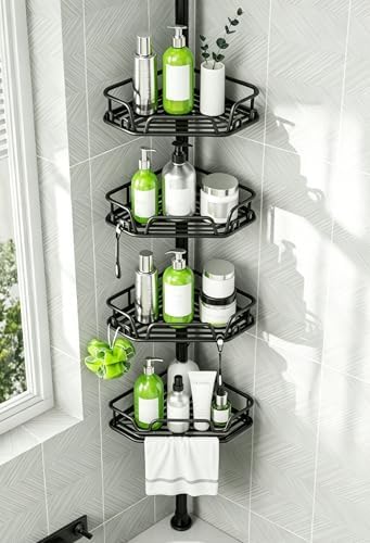 DAOYA Shower Caddy Tension Pole Shower Organizer Tension Rod with Towel Bar by DAOYA