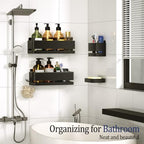 Bathroom Shower Caddy,No Drill Shower Shelves(5-piece Set-Black) - Image 3