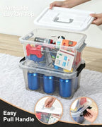AREYZIN Plastic Storage Bins With Lids,6 Pack Storage Organizer Bins,7 Quart Stackable Storage container with Lid and Gray Handle Buckle Easy for Home Office Organization, with White Lids - Image 4