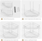 VITVITI 2 Tier Corner Bathroom Counter Organizer, Bathroom Countertop Organizer Storage for Sink, Plastic Makeup Organizer for Vanity Countertop Kitchen with Hooks, Clear - Image 2
