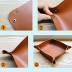 3 packs PU Leather Tray in 3 Sizes Jewelry Tray Glossy Leather Desk Organizer Leather Catchall Tray for Jewelry/Key/Coin/Sun Glasses/Watch/USB Cables etc. (yellow) - Image 5