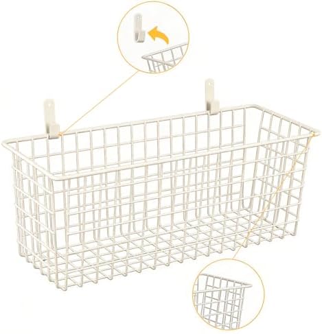 Kinlink 2 Sets White Extra Large Hanging Wall Basket with Steel Hooks - Image 3