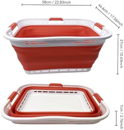SAMMART 42L (11 Gallon) Collapsible Plastic Storage Basket - Foldable Pop Up Storage Container/Hamper - Portable Laundry Organizer - Space Saving (White/Blush Pink, 42L (Style A)) - Image 5