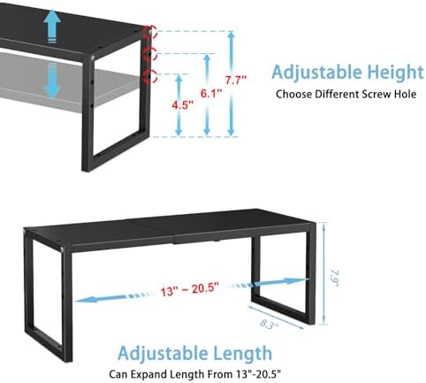 2 Pack Expandable Kitchen Cabinet Shelves Organizer,Heavy Duty Metal Shelving Units and Storage,Stackable Adjustable Kitchen Storage Organization Shelves Rack for Counter Cupboard Pantry,Length:20.5" - Image 2