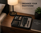 Leather Valet Tray for Men, Premium Faux Leather Nightstand Organizer with Covered Storage, Catchall Tray for Wallet, Watch, Keys, Phone, Glasses & Everyday Essentials - Image 2