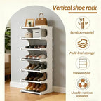 39" Bamboo Shoe Rack - Vertical Shoe Organizer Rack for Small Space, Narrow Shoe Tower for Closet, Entryway, Corner, Tall Shoe Shelf with Removable Shelves, Flexible Storage Shelf for Saving Space - Image 5