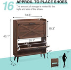 Barnyatoh Farmhouse Shoe Storage Cabinet with 2 Flip Drawers & Barn Door - Image 2