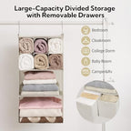 GRANNY SAYS 4-Shelf Hanging Closet Organizer with Drawer, Foldable Storage | Dividers Closet Hanging Organizer, No-Sag Support, Keeps Clothes Neat, Folds Flat, Fits RV, Dorm & Small Closets, Beige - Image 5
