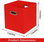 Fabric storage bins Cubes, Fabric Cube Organizer with Handle, Foldable Cube Bins for Cloth or Accessary Storage, 11x11x11, Set of 6, (Red) - Image 2