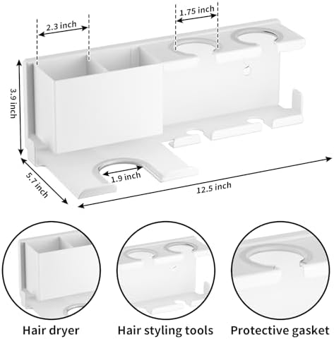 YSD Hair Dryer Holder Wall Mounted Metal 4 in 1 Hair Tools Organizer - Image 2