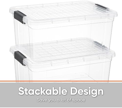 Superio Storage Bins with Lids, Clear Plastic Containers for Organizing, Stackable Totes, BPA Free, Odor Free, Organizer Boxes for Home, and Dorm (5 Pack, 36 Qt) - Image 4