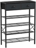5 Tier Shoe Rack with 2 Drawers, 16-20 Pairs Black Grey by UNITSTAGE
