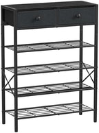 5 Tier Shoe Rack with 2 Drawers, 16-20 Pairs Black Grey by UNITSTAGE