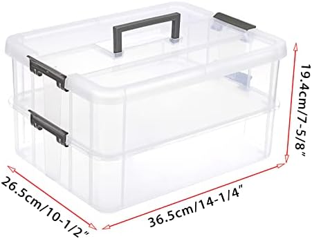 BTSKY 2 Layer Stack & Carry Box, Plastic Multipurpose Portable Storage Container Box Handled Organizer Storage Box for Organizing Stationery, Sewing, Art Craft, Jewelry and Beauty Supplies Dark Grey - Image 3