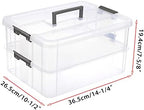 BTSKY 2 Layer Stack & Carry Box, Plastic Multipurpose Portable Storage Container Box Handled Organizer Storage Box for Organizing Stationery, Sewing, Art Craft, Jewelry and Beauty Supplies Dark Grey - Image 3