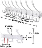 Dseap Coat Rack Wall Mount - 29.5” Long 8-Tri-Hooks Heavy Duty Coat Hanger Rail Wall Hooks for Hanging Coats Hats Clothing Clothes Purse Mudroom Entryway, White - Image 2