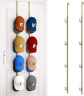 HapiRm Over Door Hat Rack - 2 Packs Hat Organizer with 8 Hooks Design, Hanging Baseball Cap Organizer Storage Holds Up to 40 Caps for Door, Bedroom, Closet (Gold) by HapiRm