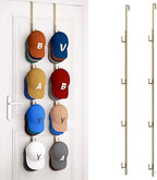 HapiRm Over Door Hat Rack - 2 Packs Hat Organizer with 8 Hooks Design, Hanging Baseball Cap Organizer Storage Holds Up to 40 Caps for Door, Bedroom, Closet (Gold) by HapiRm
